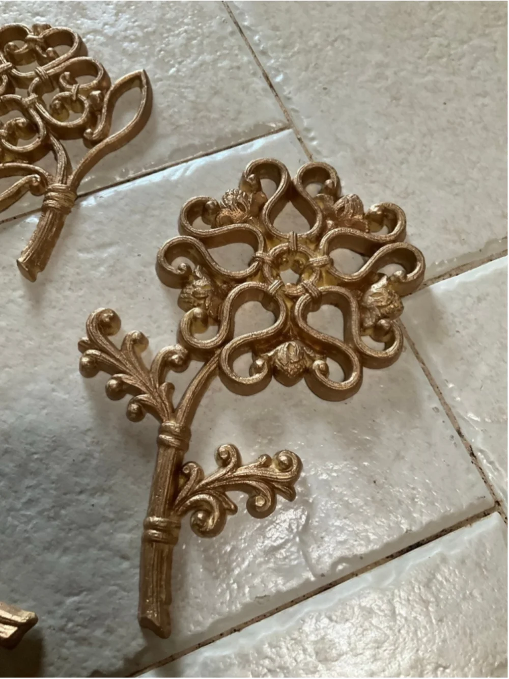 Vintage Gold Floral Wall Art Set Boho Cottagecore Decor Homco